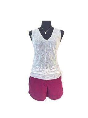 J. CREW ~ Cranberry Medium Rise Zip Up Chino Shorts Pockets Casual Date Lunch